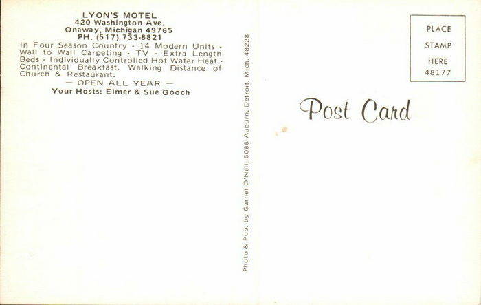 Lyons Motel - Old Postcard